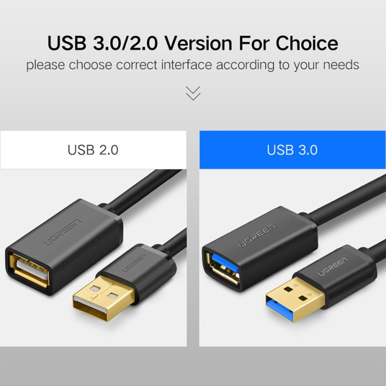 Ugreen Cable de extensión de transmisión de súper velocidad de sincronización de datos macho a hembra USB 3.0 de 2 m, Length: 2m