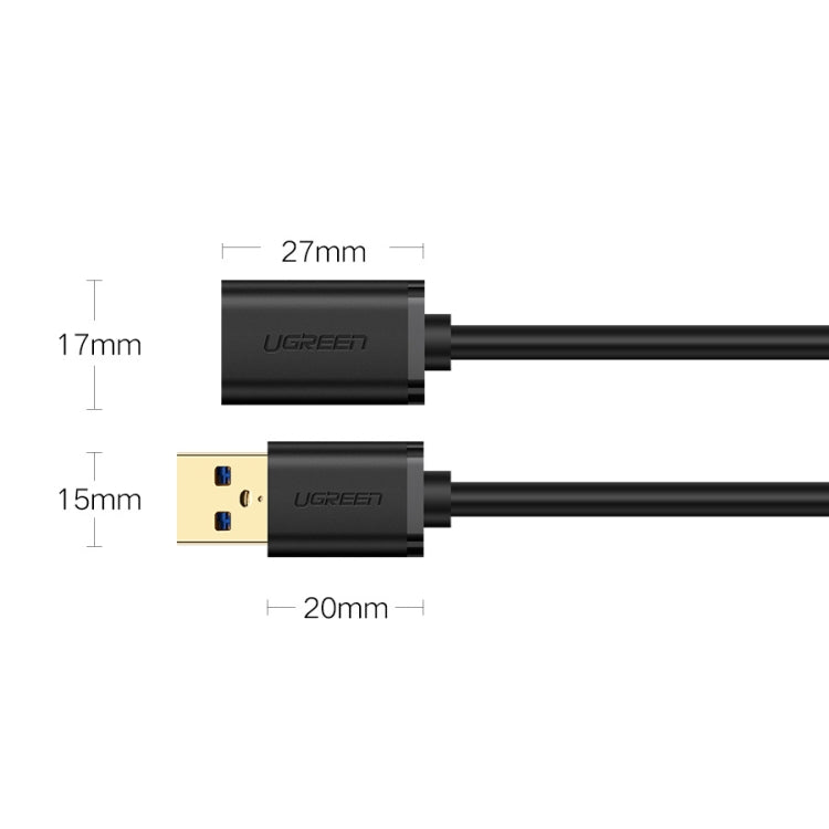 Ugreen 3m USB 3.0 macho a hembra Cable de extensión de transmisión de súper velocidad de sincronización de datos, Length: 3m