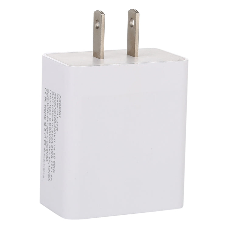 24W PD + QC3.0 Cargador rápido Adaptador de corriente Adaptador de enchufe Enchufe de EE. UU., 24W US Plug