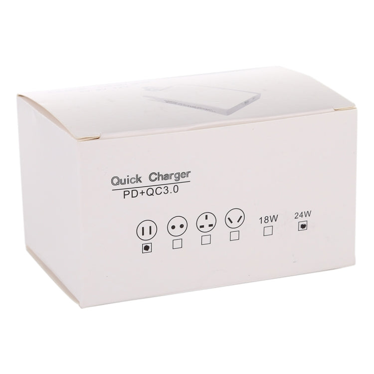 24W PD + QC3.0 Cargador rápido Adaptador de corriente Adaptador de enchufe Enchufe de EE. UU., 24W US Plug