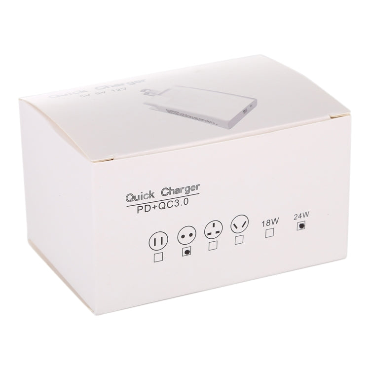 24W PD + QC3.0 Cargador rápido Adaptador de corriente Adaptador de enchufe Enchufe de la UE, 24W EU Plug