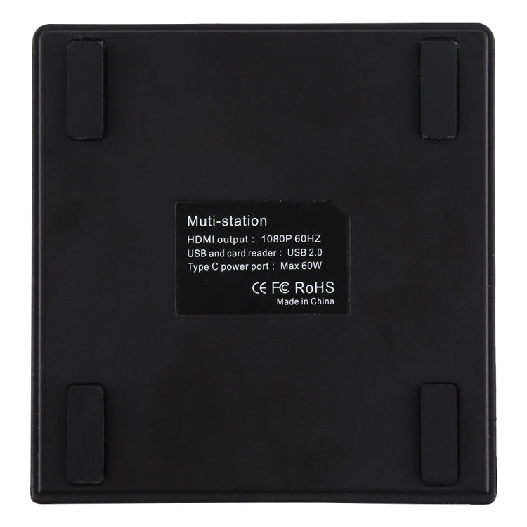 V105 USB-C / Type-C a USB 2.0 x 3 + USB-C / Type-C + HDMI + Puerto de audio + Lector de tarjetas SD / TF Soporte para teléfono multifunción Estación de acoplamiento HUB