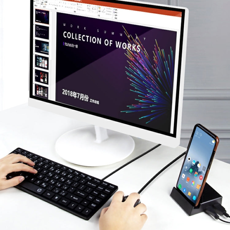 V105 USB-C / Type-C a USB 2.0 x 3 + USB-C / Type-C + HDMI + Puerto de audio + Lector de tarjetas SD / TF Soporte para teléfono multifunción Estación de acoplamiento HUB