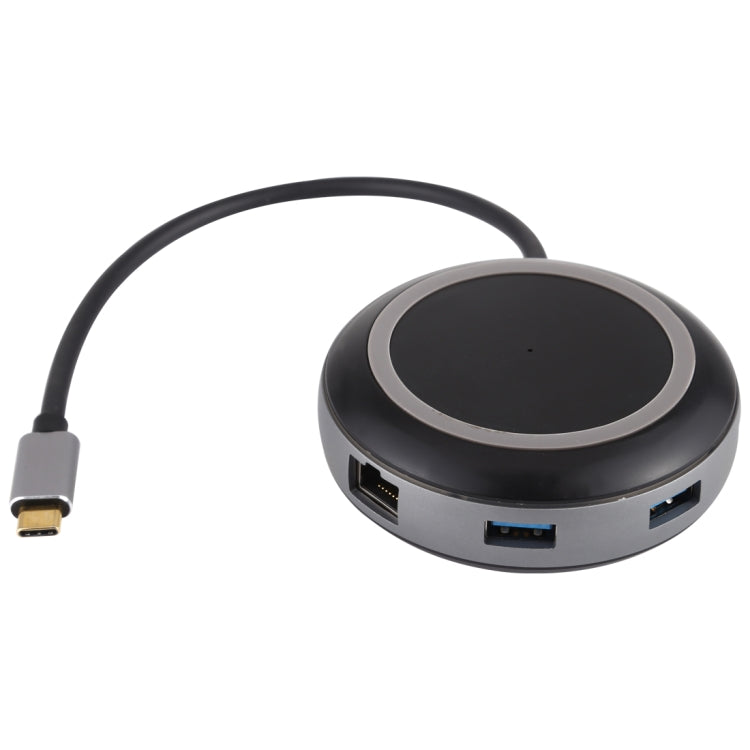 USB-C / Type-C a USB 3.0 x 3 + USB-C / Type-C + HDMI + RJ45 + Lector de tarjetas SD / TF Adaptador HUB multifunción