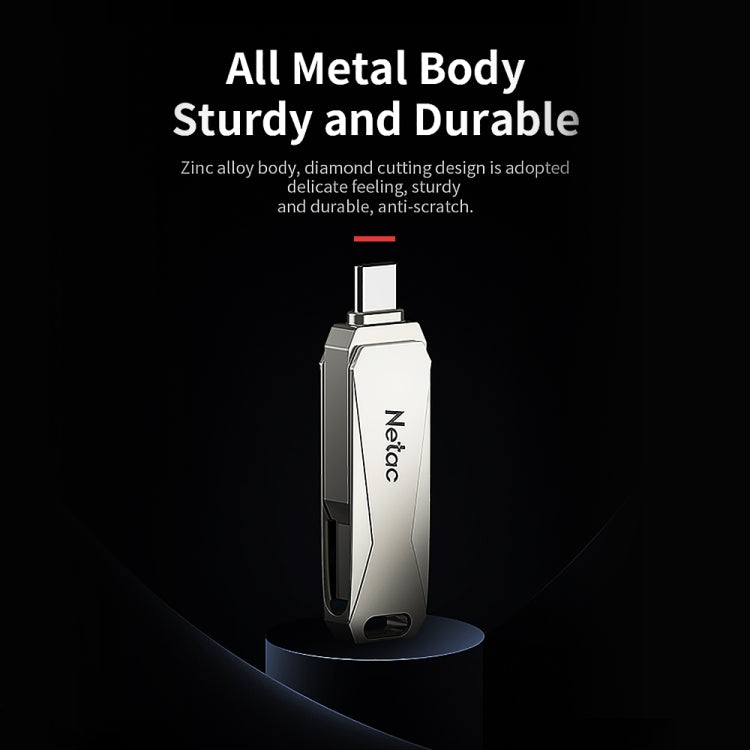 Netac U782C 128GB USB-C / Type-C + USB 3.0 Unidad flash de aleación de zinc con rotación de 360 grados OTG U Disk, 128GB