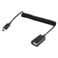 Mini cable de carga de resorte para computadora portátil, macho a USB hembra de 5 pines, Mini 5 Pin Male to USB Female