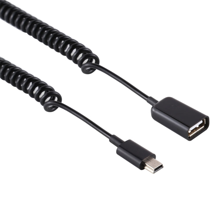 Mini cable de carga de resorte para computadora portátil, macho a USB hembra de 5 pines, Mini 5 Pin Male to USB Female