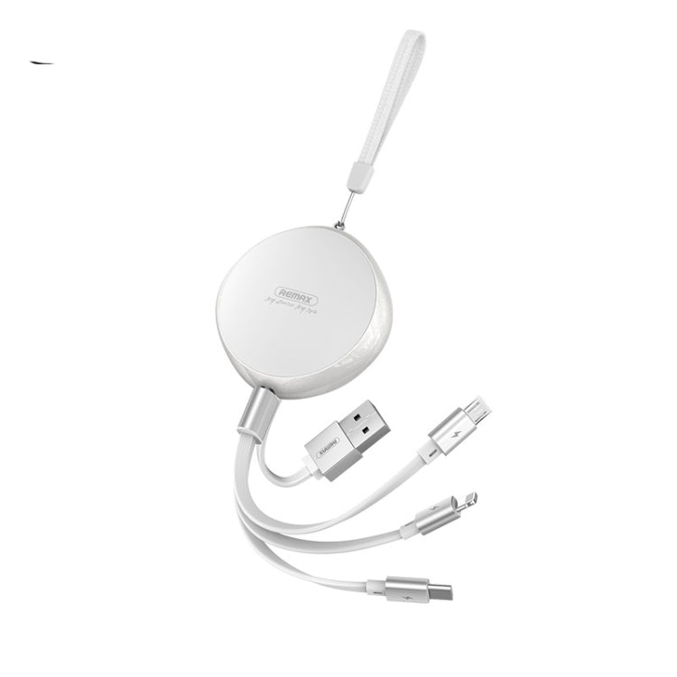 REMAX RC-185th 3 en 1 2.1A USB a 8 pines + USB-C / Type-C + Micro USB Sury Series Cable de datos de carga telescópico