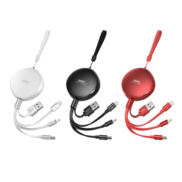 REMAX RC-185th 3 en 1 2.1A USB a 8 pines + USB-C / Type-C + Micro USB Sury Series Cable de datos de carga telescópico