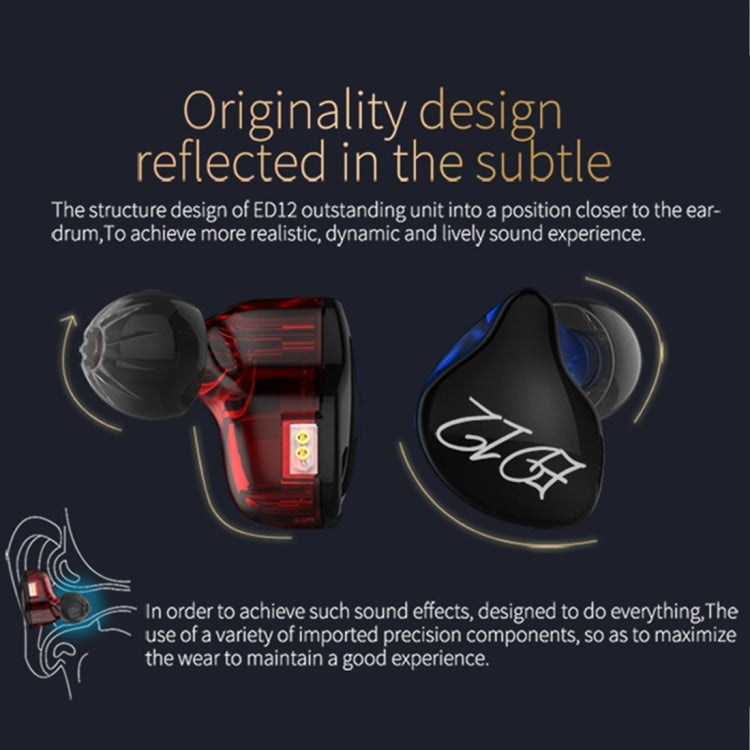 KZ ED12 Auricular con control de cable estilo intrauditivo con diseño deportivo y conector Jack de 3,5 mm, longitud del cable: 1,2 m, ED12