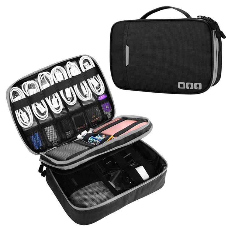 Cargador de auriculares multifuncional Bolsa de almacenamiento de cable de datos Paquete de energía portátil, tamaño: L, 25 x 18 x 7 cm, 25 x 18 x 7cm (Black), 25 x 18 x 7cm (Grey)