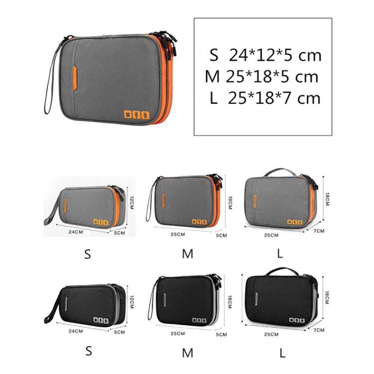 Cargador de auriculares multifuncional Bolsa de almacenamiento de cable de datos Paquete de energía portátil, tamaño: L, 25 x 18 x 7 cm, 25 x 18 x 7cm (Black), 25 x 18 x 7cm (Grey)