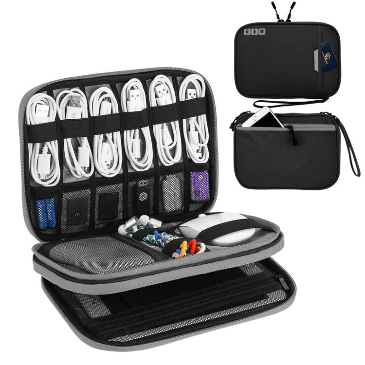 Cargador de auriculares multifuncional Bolsa de almacenamiento de cable de datos Paquete de energía portátil, tamaño: M, 25 x 18 x 5 cm, 25 x 18 x 5cm (Black), 25 x 18 x 5cm (Grey)