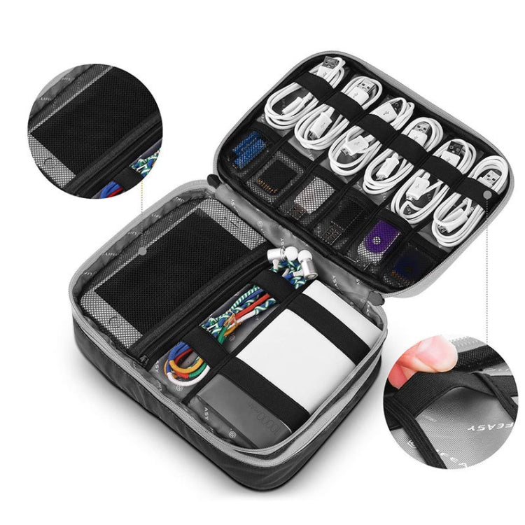 Cargador de auriculares multifuncional Bolsa de almacenamiento de cable de datos Paquete de energía portátil, tamaño: M, 25 x 18 x 5 cm, 25 x 18 x 5cm (Black), 25 x 18 x 5cm (Grey)