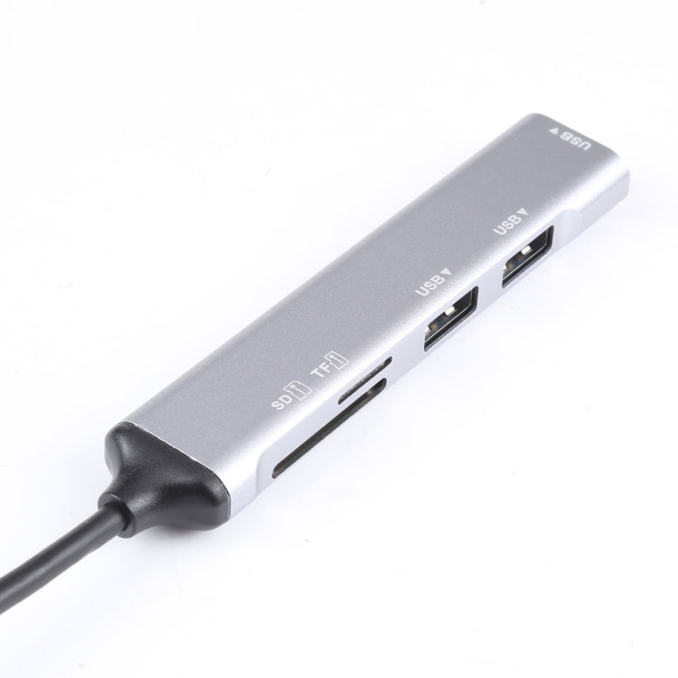 5 en 1 USB 3.0 a ranura para tarjeta SD / TF + 3 puertos USB 3.0 Estación de acoplamiento multifuncional HUB, USB 3.0