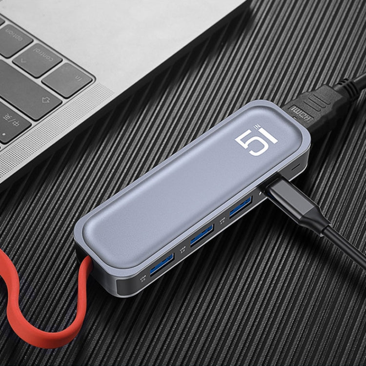 ROCK RT16 5 en 1 Tipo-C / USB-C a HDMI + 4 USB 3.0 Estación de acoplamiento multifunción Convertidor HUB Base de expansión, RT16