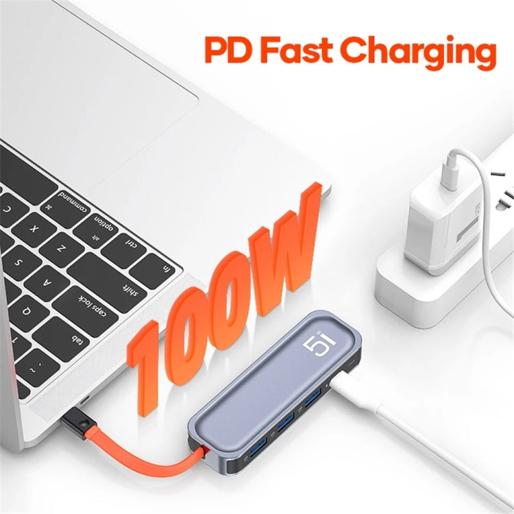 ROCK RT16 5 en 1 Tipo-C / USB-C a HDMI + 4 USB 3.0 Estación de acoplamiento multifunción Convertidor HUB Base de expansión, RT16