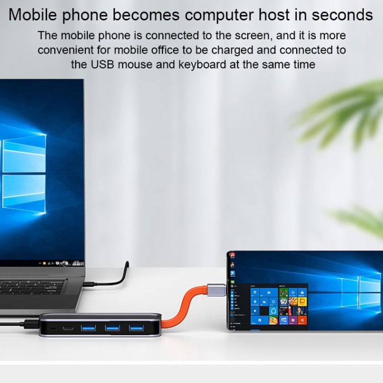 ROCK RT16 5 en 1 Tipo-C / USB-C a HDMI + 4 USB 3.0 Estación de acoplamiento multifunción Convertidor HUB Base de expansión, RT16