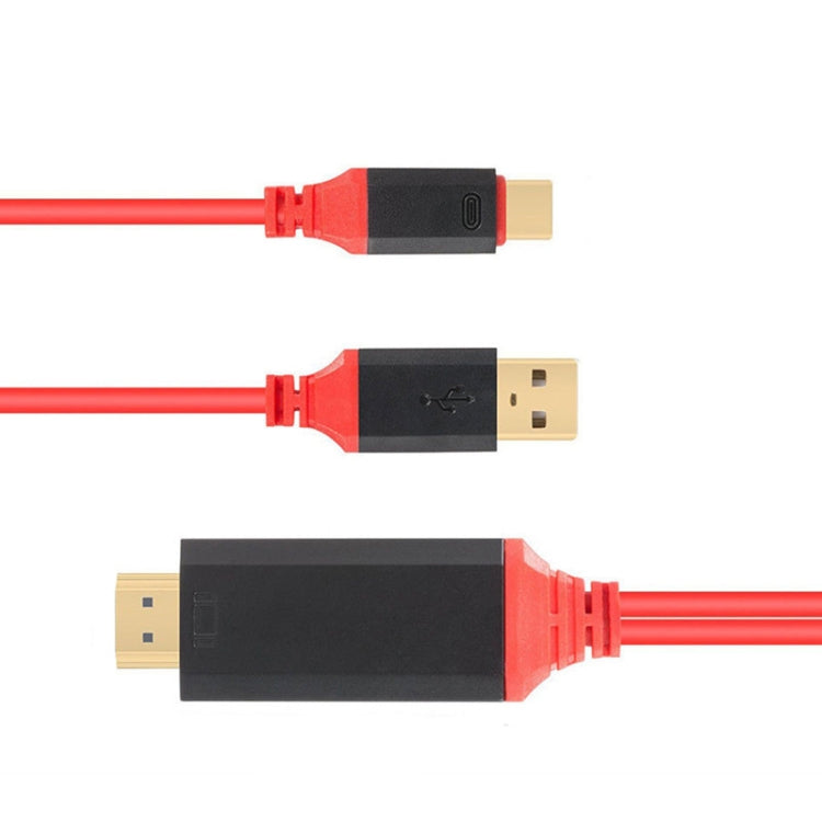 Interfaz de fuente de alimentación USB 2 en 1 USB-C / Type-C + a cable de video HDMI Ultra HD 4K x 2K, longitud: 2 m, Red USB Power Supply Interface