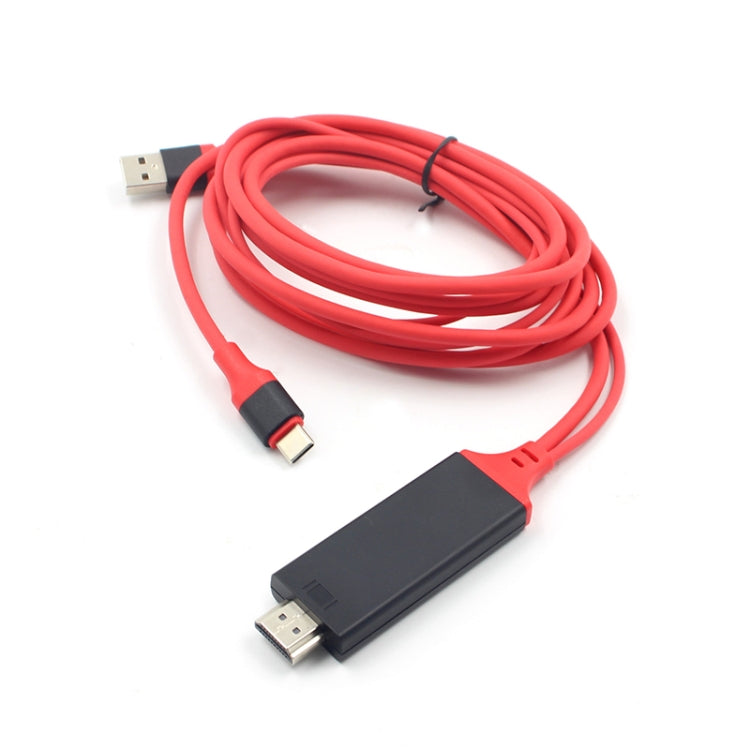 Interfaz de fuente de alimentación USB 2 en 1 USB-C / Type-C + a cable de video HDMI Ultra HD 4K x 2K, longitud: 2 m, Red USB Power Supply Interface