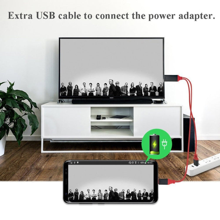 Interfaz de fuente de alimentación USB 2 en 1 USB-C / Type-C + a cable de video HDMI Ultra HD 4K x 2K, longitud: 2 m, Red USB Power Supply Interface