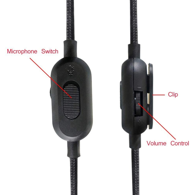 ZS0159 para Logitech G433 / G233 / G Pro / G Pro X Cable de audio para auriculares para juegos macho a macho de 3,5 mm con control por cable, longitud del cable: 2 m