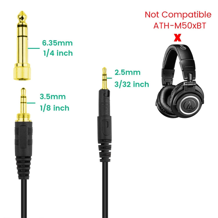 ZS0088 para cable de audio para auriculares con resorte Audio-Technica ATH-M50X / ATH-M40X, longitud del cable: 1,4 m-3 m, ZS0088