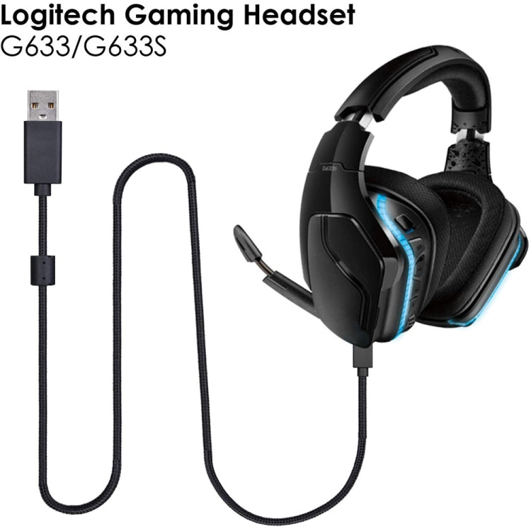 ZS0155 para Logitech G633 / G633s Cable de audio para auriculares USB Soporte de llamada / Iluminación de auriculares, Longitud del cable: 2 m, For Logitech G633 2m