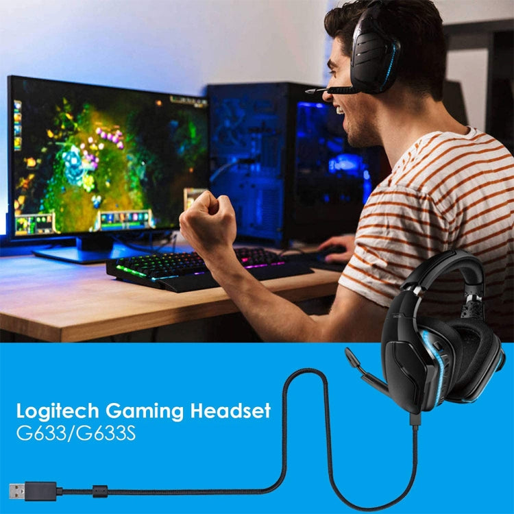 ZS0155 para Logitech G633 / G633s Cable de audio para auriculares USB Soporte de llamada / Iluminación de auriculares, Longitud del cable: 2 m, For Logitech G633 2m
