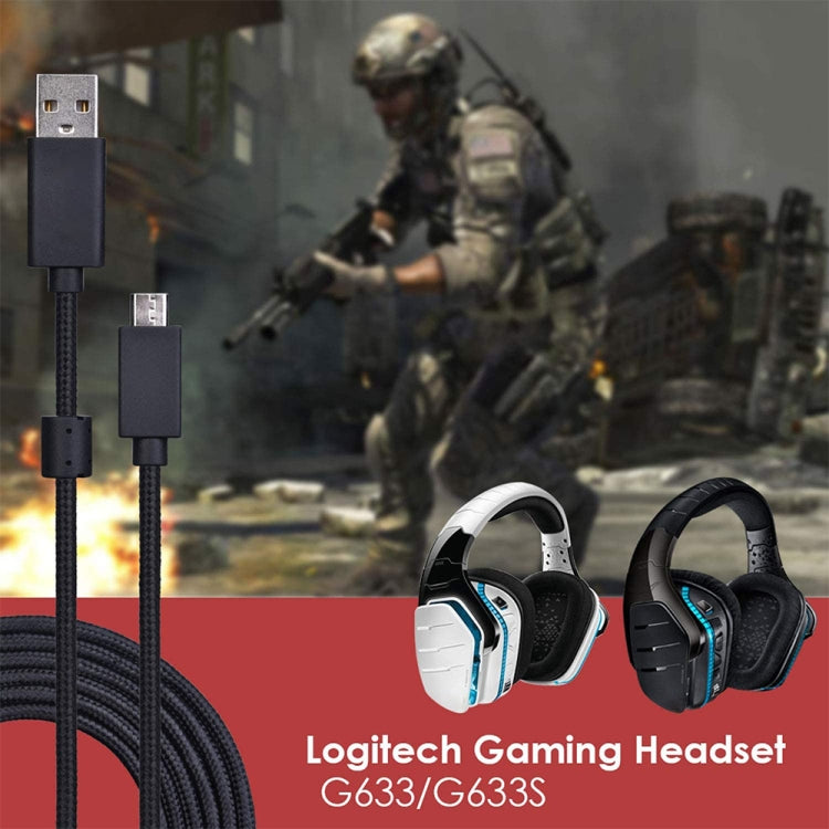ZS0155 para Logitech G633 / G633s Cable de audio para auriculares USB Soporte de llamada / Iluminación de auriculares, Longitud del cable: 2 m, For Logitech G633 2m
