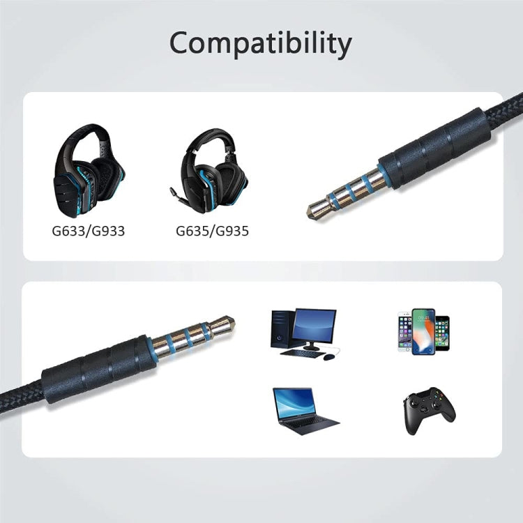 ZS0195 para Logitech G633 / G635 / G933 / G935 Cable de audio para auriculares para juegos de 3,5 mm, longitud del cable: 1,5 m, For Logitech G633 1.5m