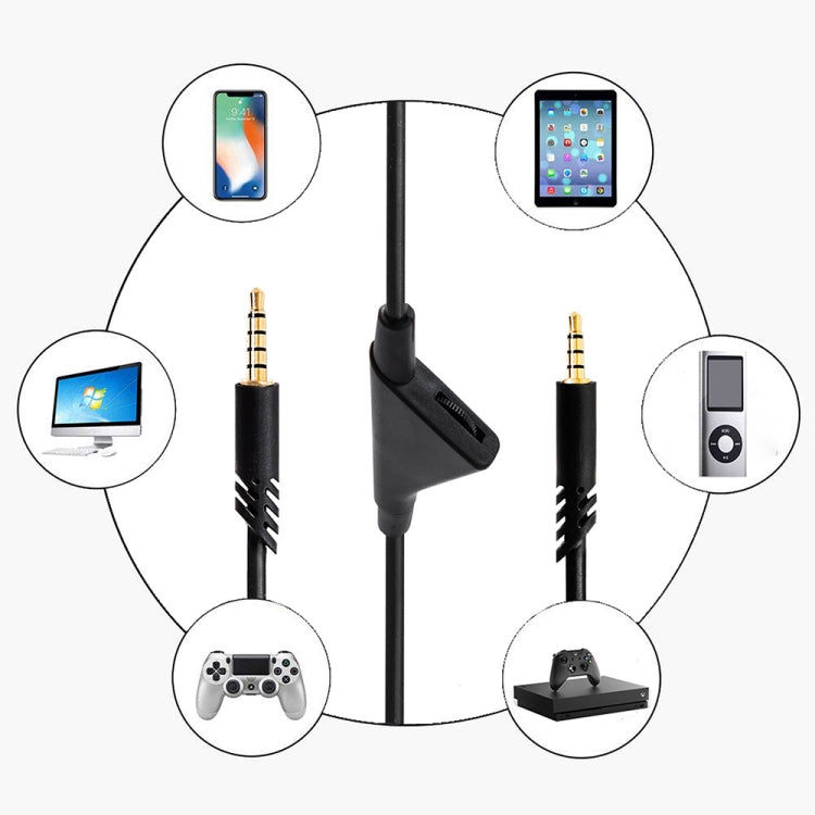 ZS0175 para Logitech Astro A10 / A40 / A30 Cable de audio para auriculares de volumen ajustable macho a macho de 3,5 mm, longitud del cable: 2 m, For Logitech Astro A10 2m