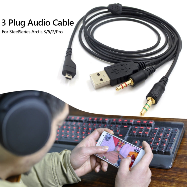 Cable de audio para auriculares de 3 clavijas ZS0224 para SteelSeries Arctis 3/5/7/Pro, ZS0224