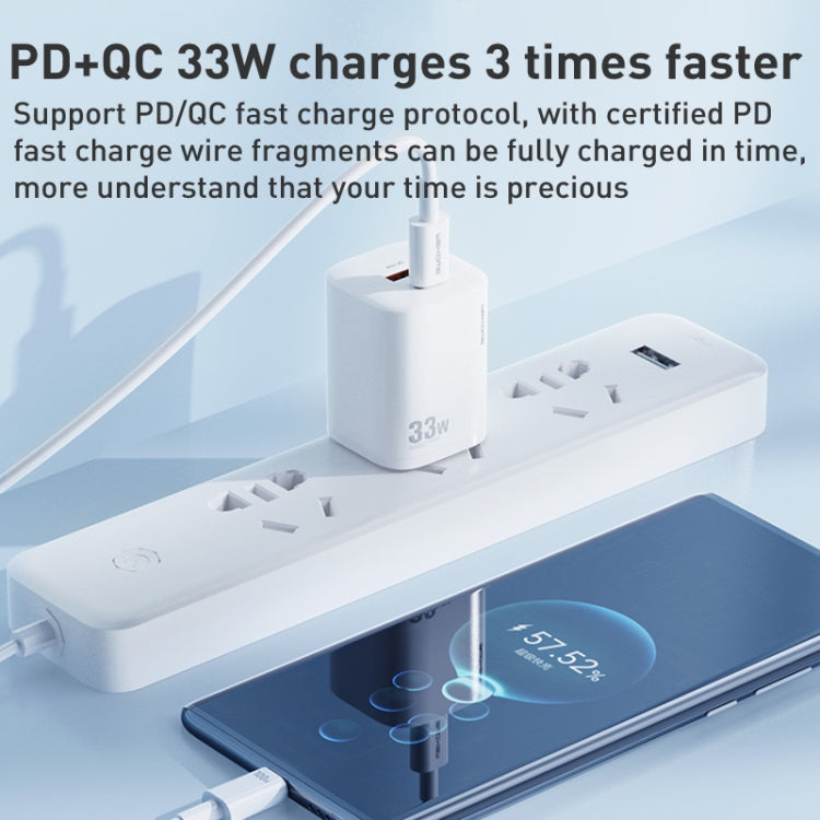 Cargador rápido WK WP-U140 33W Power Series USB + USB-C/Type-C, especificaciones: enchufe de EE. UU., 33W US Plug