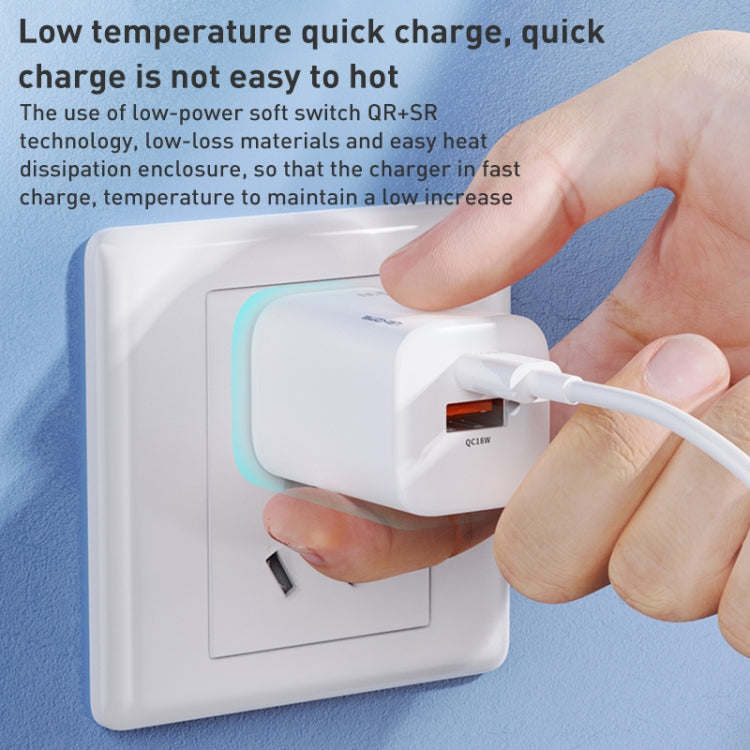 Cargador rápido WK WP-U140 33W Power Series USB + USB-C/Type-C, especificaciones: enchufe de EE. UU., 33W US Plug