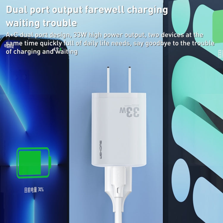 Cargador rápido WK WP-U140 33W Power Series USB + USB-C/Type-C, especificaciones: enchufe de EE. UU., 33W US Plug