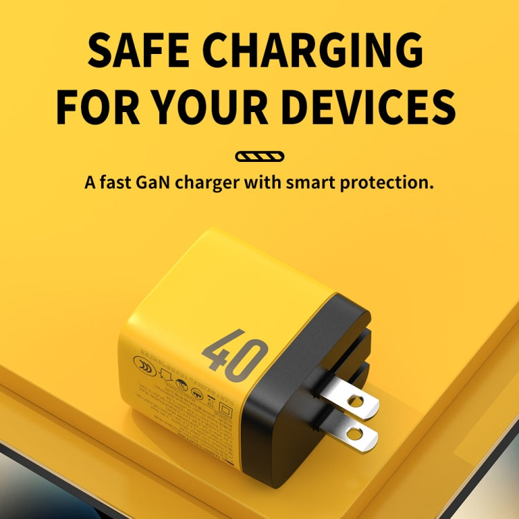 WK WP-U128 Cargador de nitruro de galio con interfaz dual USB-C/tipo-C de 40 W, especificaciones: enchufe de EE. UU., US Plug