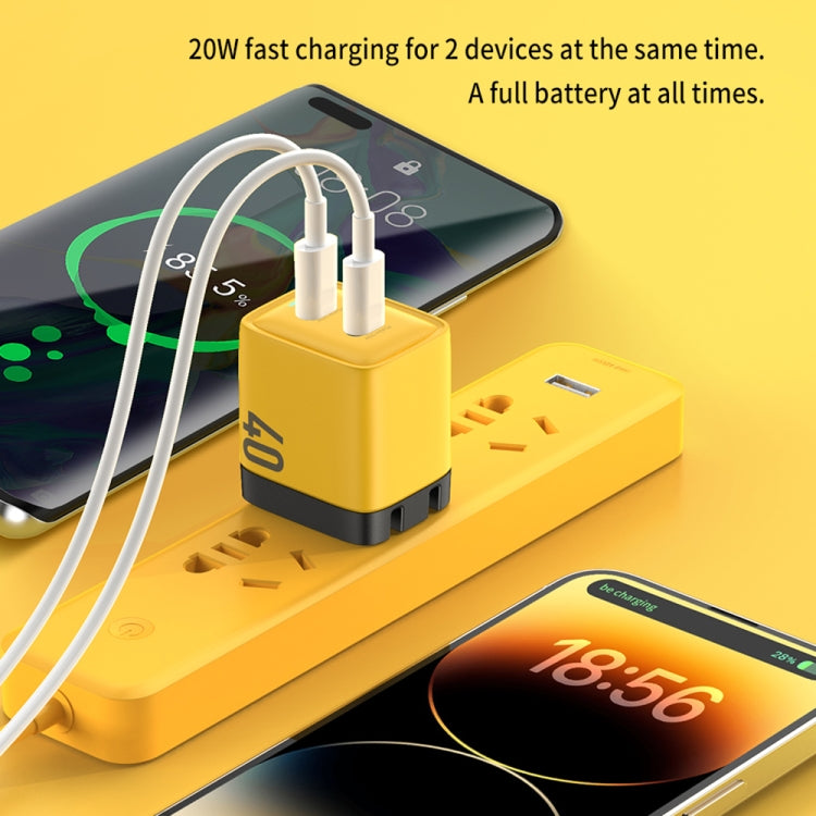 WK WP-U128 Cargador de nitruro de galio con interfaz dual USB-C/tipo-C de 40 W, especificaciones: enchufe de EE. UU., US Plug
