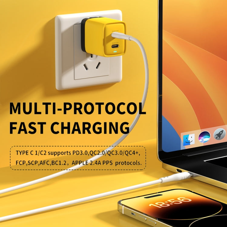 WK WP-U128 Cargador de nitruro de galio con interfaz dual USB-C/tipo-C de 40 W, especificaciones: enchufe de EE. UU., US Plug