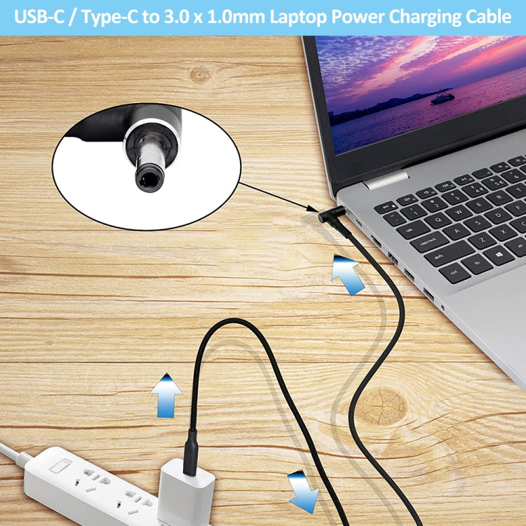 Cable de carga de alimentación para computadora portátil USB-C / Type-C a 3,0 x 1,0 mm, longitud del cable: aproximadamente 1,5 m, Type-C to 3.0 x 1.1mm