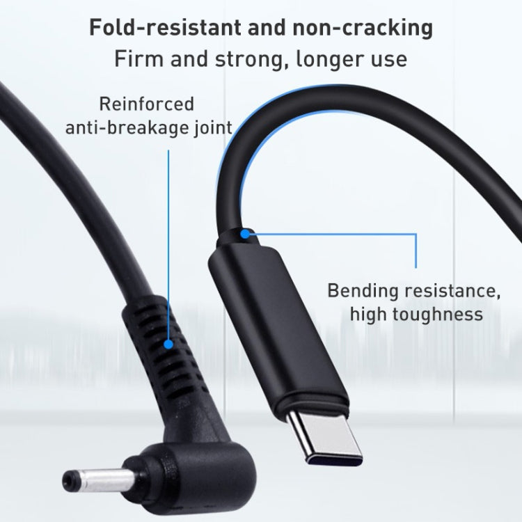 Cable de carga de alimentación para computadora portátil USB-C / Type-C a 4,0 x 1,7 mm, longitud del cable: aproximadamente 1,5 m, Type-C to 4.0 x 1.7mm Bullet Head