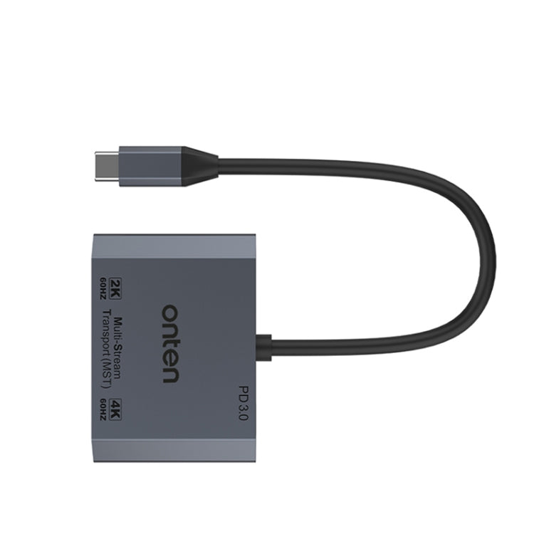 Onten M205 3 en 1 Tipo-C a HDMI+VGA+PD Convertidor de vídeo de carga rápida, M205