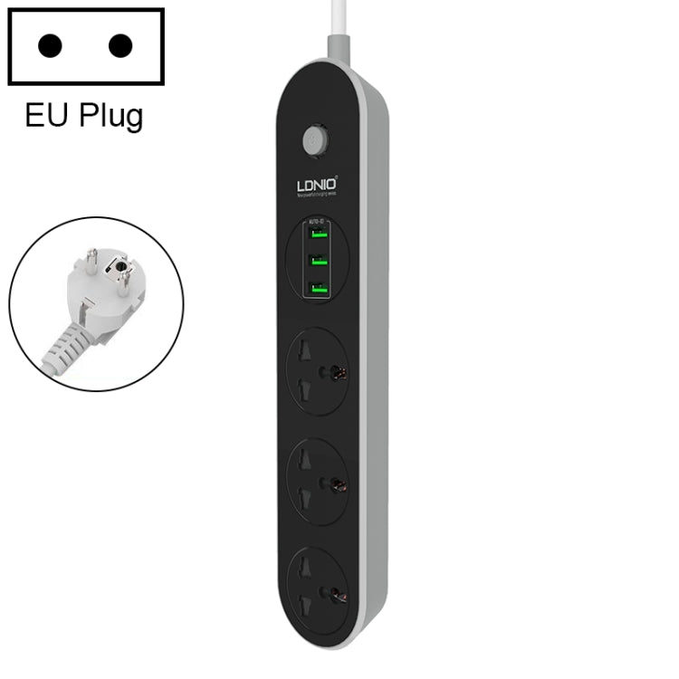 LDNIO SC3301 3 x puertos USB Enchufe de viaje para oficina en casa, longitud del cable: 1,6 m, enchufe de EE. UU.