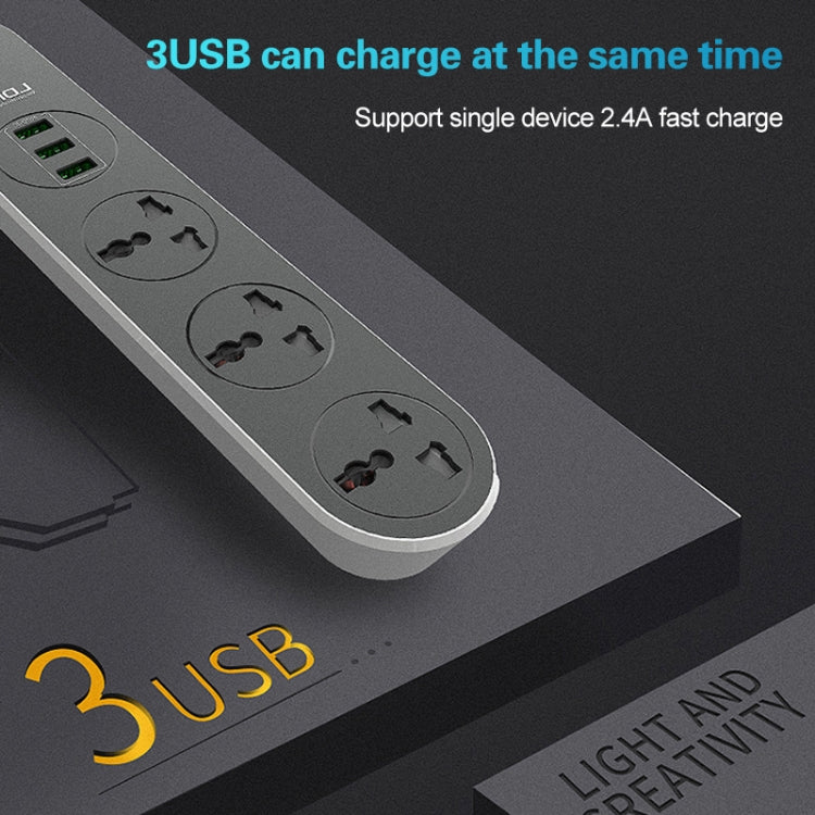 LDNIO SC3301 3 x puertos USB Enchufe de viaje para oficina en casa, longitud del cable: 1,6 m, enchufe de EE. UU.