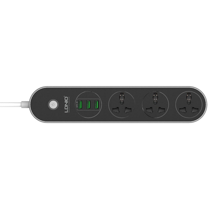 LDNIO SC3301 3 x puertos USB Enchufe de viaje para oficina en casa, longitud del cable: 1,6 m, enchufe de EE. UU.