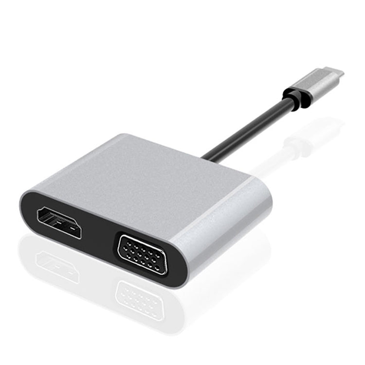 Estación de acoplamiento multifuncional 2 en 1 USB-C / Type-C a HDMI+VGA HUB