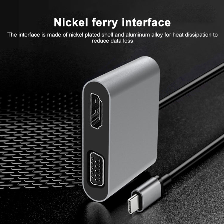 Estación de acoplamiento multifuncional 2 en 1 USB-C / Type-C a HDMI+VGA HUB