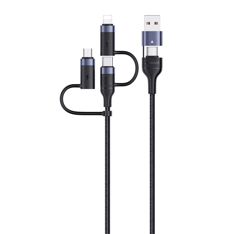 USAMS US-SJ547 U62 USB + Type-C / USB-C toType-C / USB-C + 8 pines + Cable de datos de carga rápida PD de aleación de aluminio micro, Longitud: 1,2 m