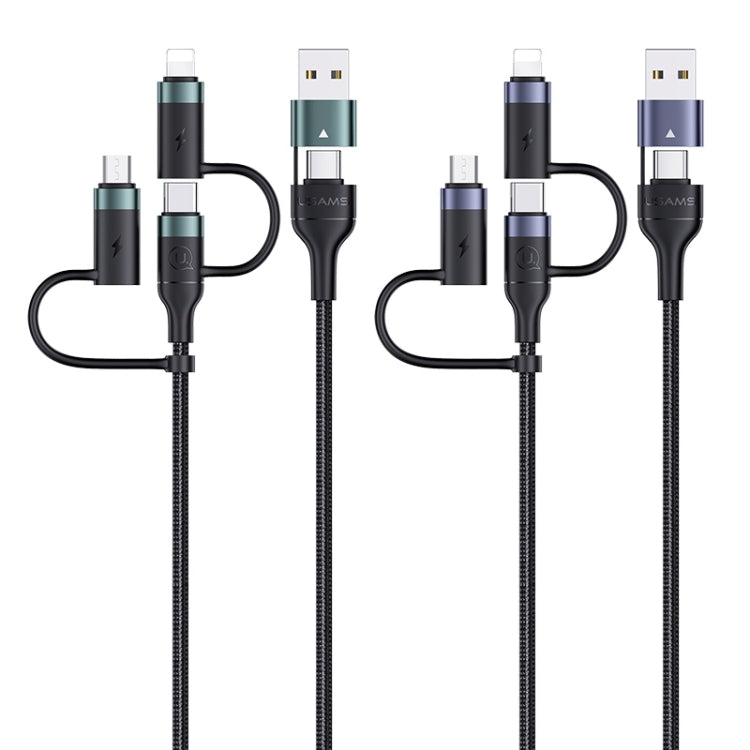 USAMS US-SJ547 U62 USB + Type-C / USB-C toType-C / USB-C + 8 pines + Cable de datos de carga rápida PD de aleación de aluminio micro, Longitud: 1,2 m