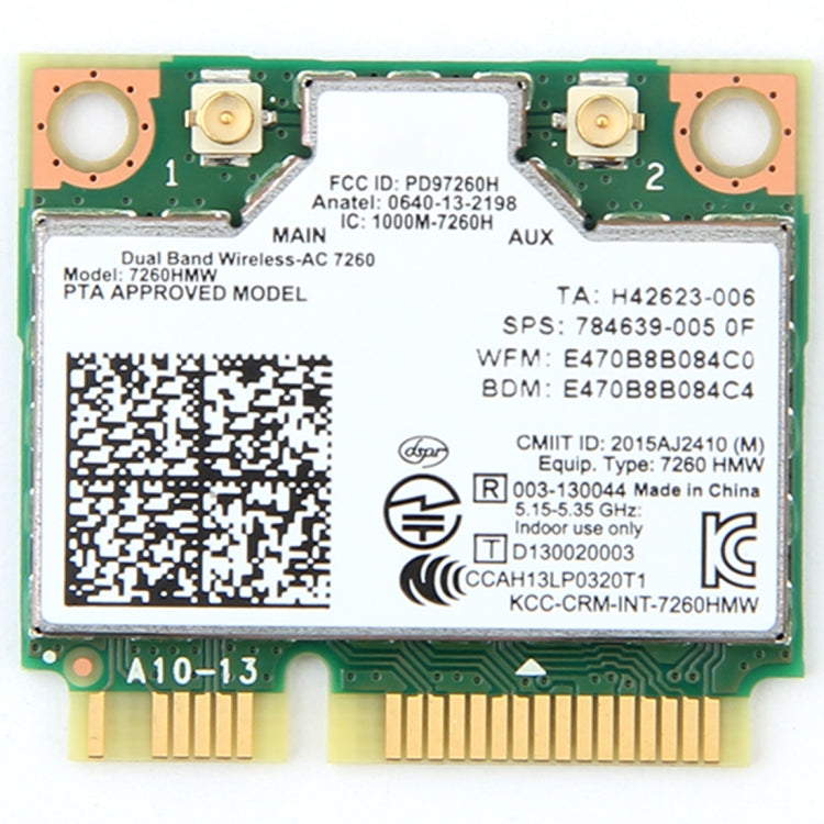 Tarjeta Wifi inalámbrica de doble banda para Intel 7260HMW Mini PCI-E 2,4G/5Ghz WLAN Bluetooth 4,0 tarjeta Wifi 802,11 ac/a/b/g/n, 7260HMW